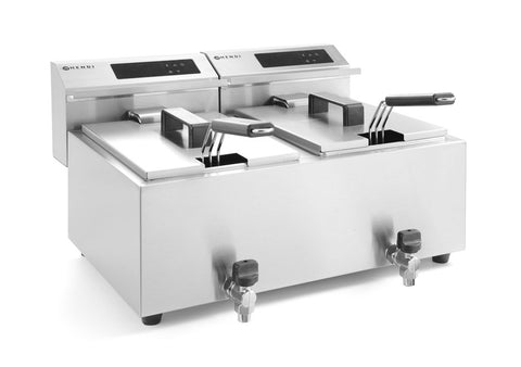Friteuse Profi Line digital- mit Ablasshahn 2 x 8 l