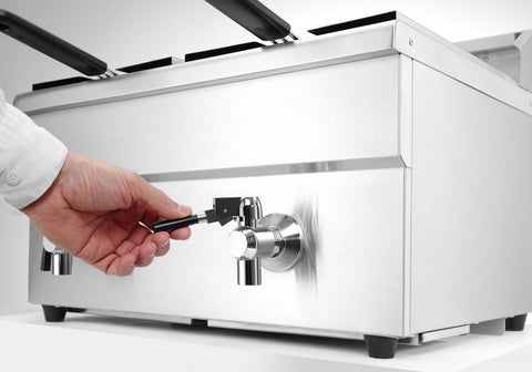 Induktionsfritteuse - mit Ablasshahn 2x8 l