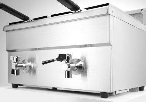 Induktionsfritteuse - mit Ablasshahn 2x8 l