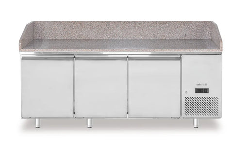 Pizzakühltisch mit Granitarbeitsplatte, 3-türig, Arktic, 375L, Granit, 230V/400W, 2010x800x(H)875mm