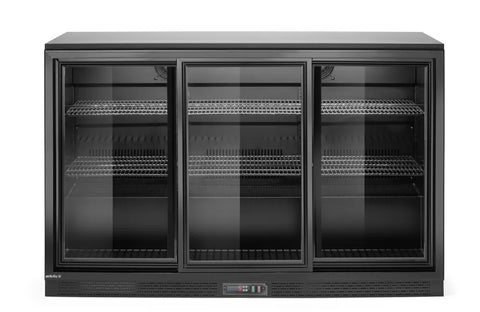 Kühlschrank mit drei Schiebetüren an der Bar , Arktic, 308L, Schwarz, 220-240V/160W, 1350x520x(H)865mm