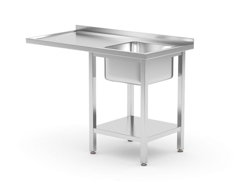 Tisch mit Spüle, Ablageboden und Platz für Geschirrspüler, HENDI, rechts, 1200x700x(H)850mm