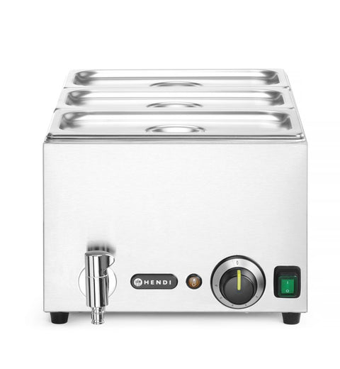 Set: Bain-Marie HENDI Ranger mit Ablasshahn + 3x GN 1/3 Behälter mit Deckel