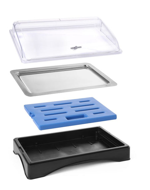 Rolltop-Display gekühlt - GN 1/1, HENDI, Set inkl. Kühlelement, 555x357x(H)175mm
