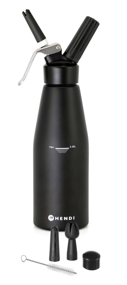 Sahnespender, schwarz, HENDI, Kitchen Line, 0,95L, Schwarz, ⌀95x(H)320mm