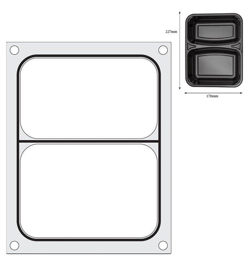 Matrize für Versiegelungsmaschine, HENDI, ein zweiteiliger Behälter (227x178 mm)