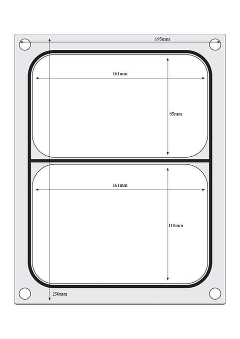 Matrize für Versiegelungsmaschine, HENDI, ein zweiteiliger Behälter (227x178 mm)