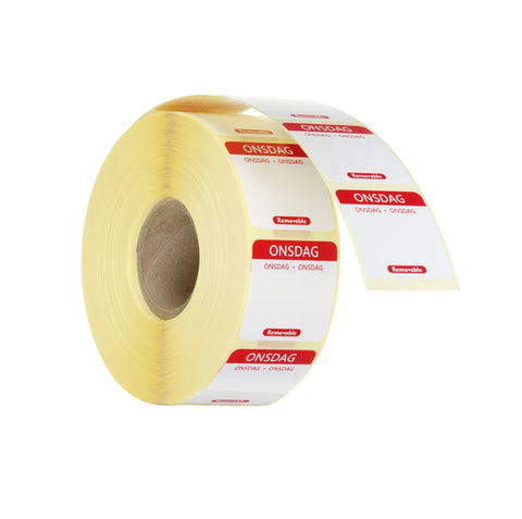 Täglich anwendbare Lebensmittelsicherheitsetiketten, für den Mehrfachgebrauch, leicht zu entfernen , HENDI, Mittwoch, Rot, 1000 Stk., 25x25mm