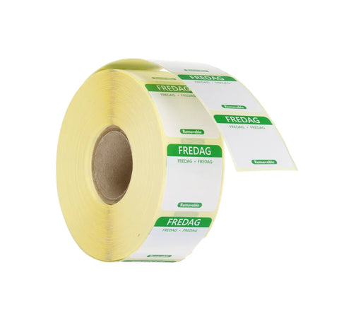 Täglich anwendbare Lebensmittelsicherheitsetiketten, für den Mehrfachgebrauch, leicht zu entfernen , HENDI, Freitag, Grün, 1000 Stk., 25x25mm