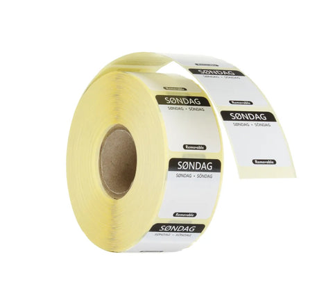 Täglich anwendbare Lebensmittelsicherheitsetiketten, für den Mehrfachgebrauch, leicht zu entfernen , HENDI, Sonntag, Schwarz, 1000 Stk., 25x25mm