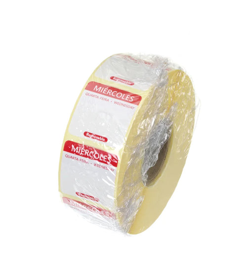 Täglich anwendbare Lebensmittelsicherheitsetiketten, mehrfach verwendbar, leicht entfernbar , HENDI, Mittwoch, Rot, 1000 Stk., 25x25x(H)mm