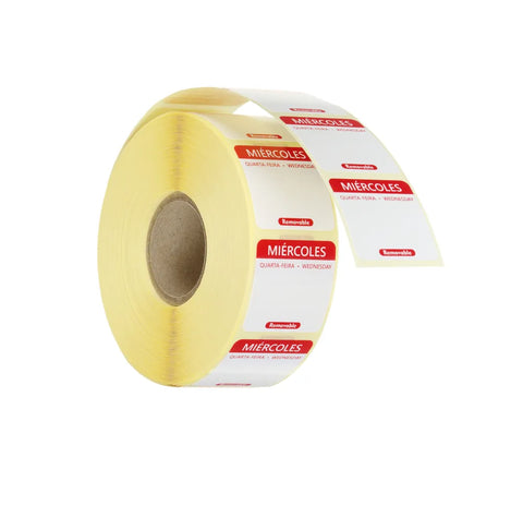 Täglich anwendbare Lebensmittelsicherheitsetiketten, mehrfach verwendbar, leicht entfernbar , HENDI, Mittwoch, Rot, 1000 Stk., 25x25x(H)mm