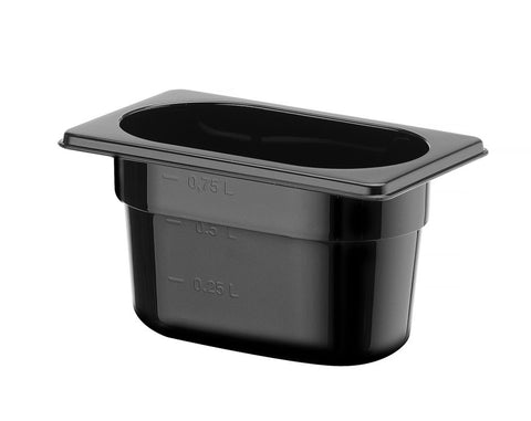 Gastronorm-Behälter 1/9, HENDI, GN 1/9, 1L, Schwarz, 176x108x(H)100mm